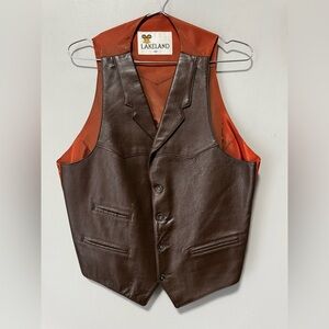 Lakeland Vintage Brown Leather Vest Men’s Size 42 Chocolate Western Biker Rare